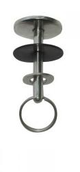 HATCH PULL  - A simple but neat drop down mushroom handle for lifting floor boards, etc. The top disk has a reversed bevelled edge to ensure easy initial grip at the fully down position. 1/4” installation hole.